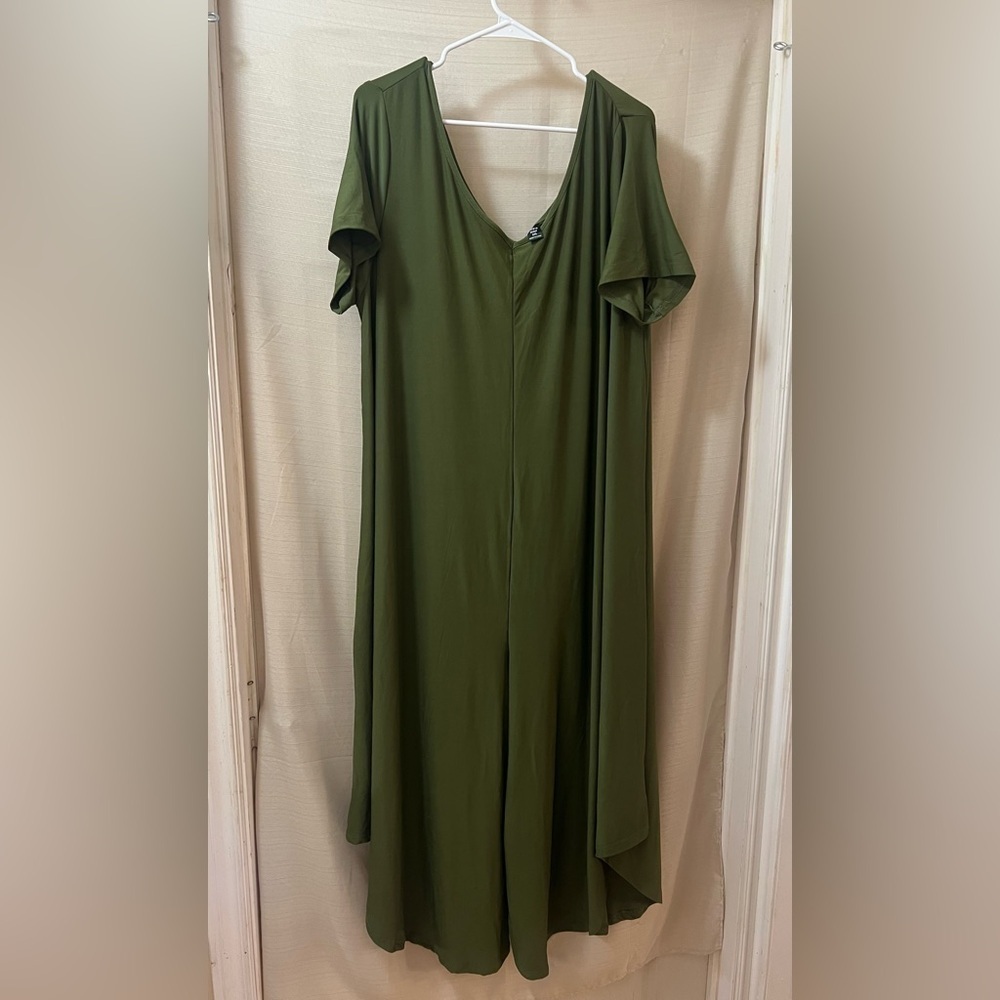 ⚫️ BOGO SHEIN Elegant Olive Green One Piece Shirt Sleeve Women's Romper Size 2XL